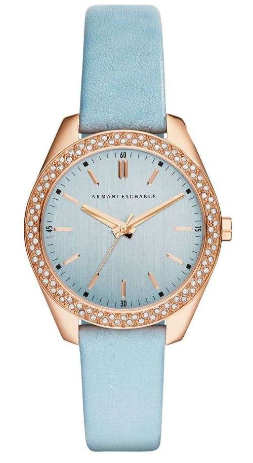 ARMANI EXCHANGE AX5522 BLUE DIAL LEATHER STRAP WOMENS WATCH
