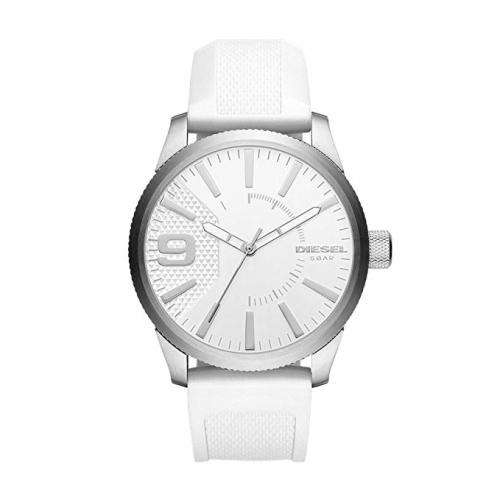 DIESEL RASP DZ1805 WHITE LEATHER STRAP QUARTZ WATCH
