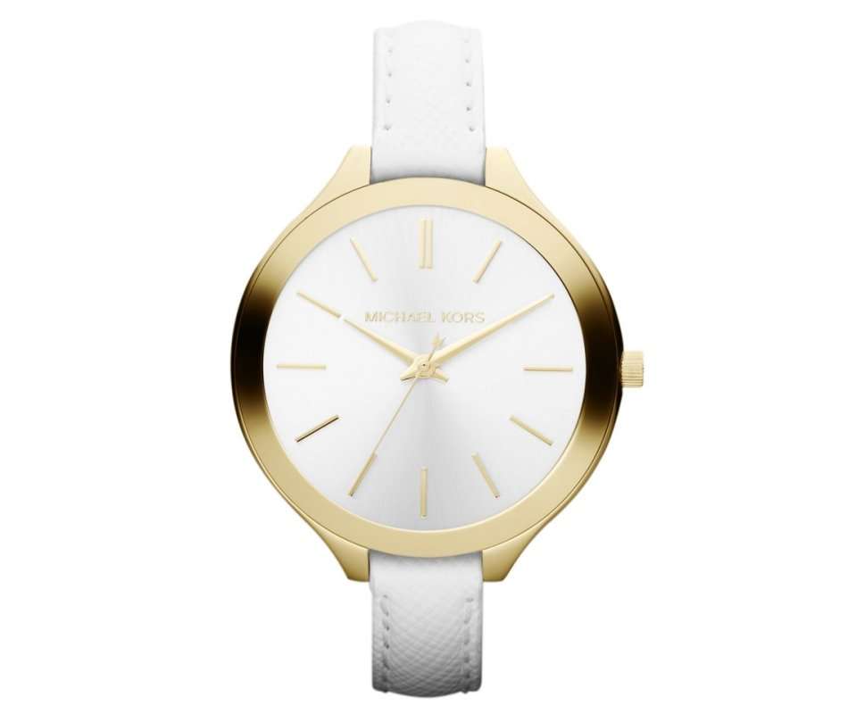 BLACK FRIDAY SALE - MICHAEL KORS WHITE LEATHER STRAP WOMENS WATCH (MK2273)