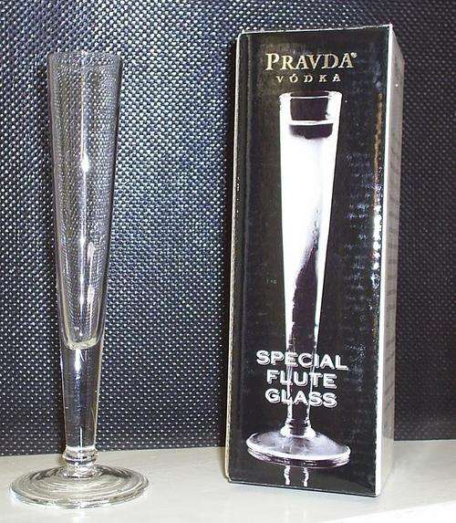 **Collectable Pravda Vodka tasting glass with box**