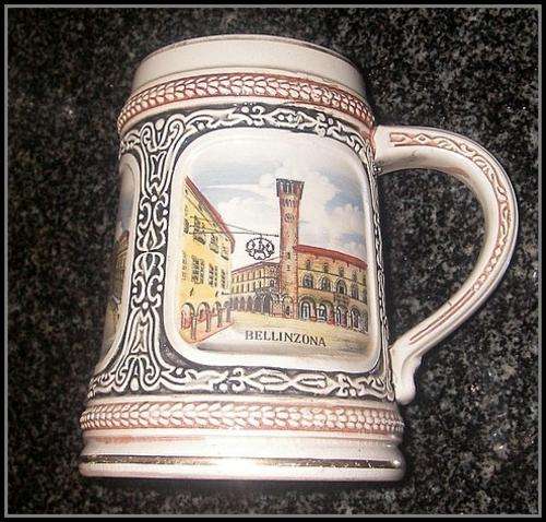 ** HANDGEMALT BEER TANKARD FROM ITALY - CIRCA 1960's **