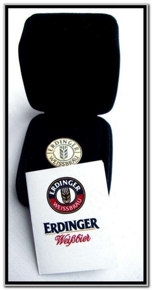 ** SILVER ERDINGER BREWERY PIN BADGE - 925/1000 - HANDCRAFTED IN PERU **