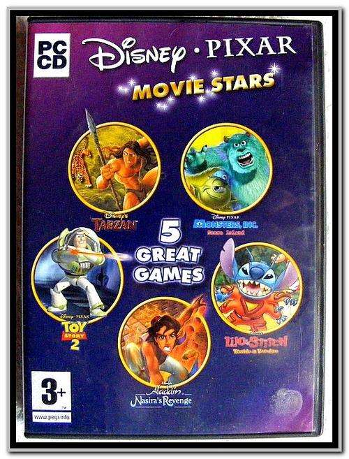 ** FIVE DISNEY PIXAR GAMES IN ONE - TARZAN, MONSTERS INC, TOY STORY 2, LILO & STITCH, ALADDIN  **
