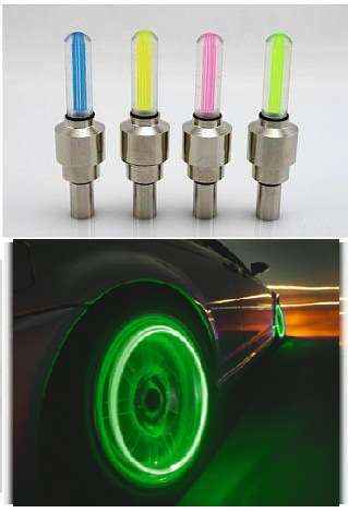 ** (SET OF 4) - LED VALVE CAP WHEEL LIGHT FOR BICYCLE / MOTORBIKE / CAR  **