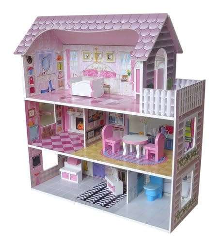 Wood Victorian Dollhouse with furniture