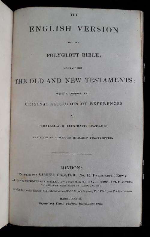 BIBLE (Polyglot English version 1828) and Common Prayer book 1824. Antique.