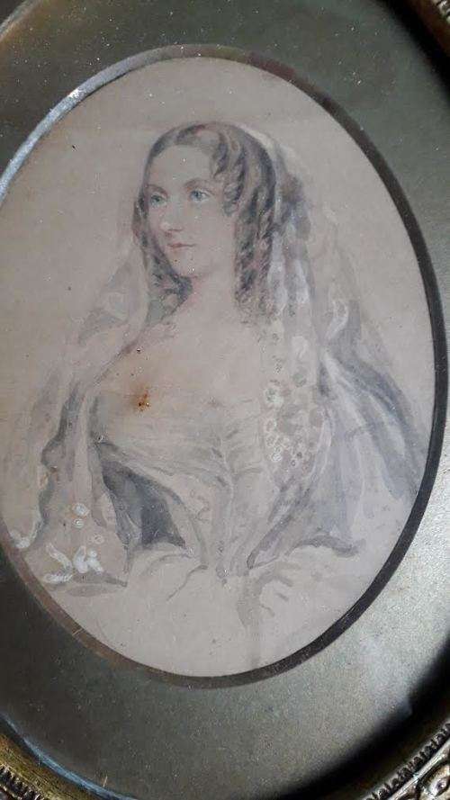 Antique watercolor portraits. TH Burnett and spouse. English 1800`s. Offers welcome!!