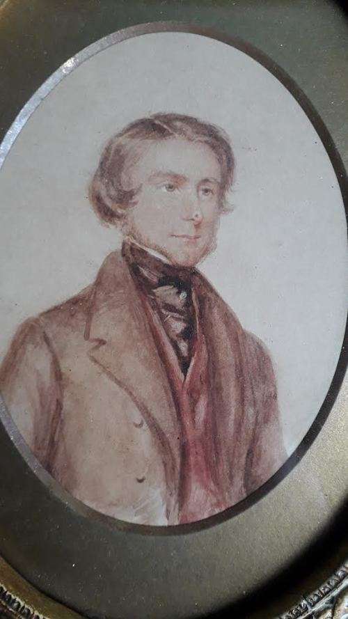 Antique watercolor portraits. TH Burnett and spouse. English 1800`s. Offers welcome!!