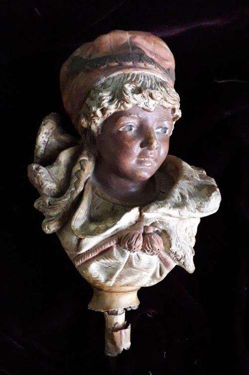 Antique 19th Century painted plaster bust.