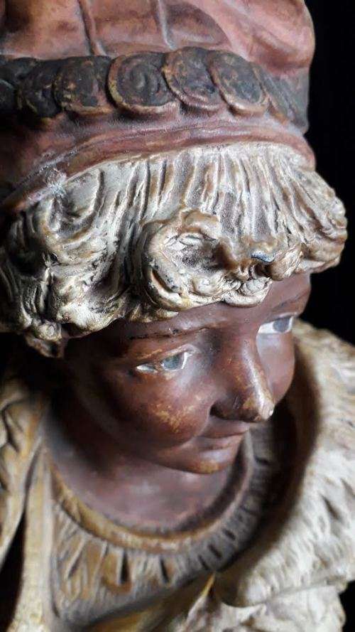 Antique 19th Century painted plaster bust.