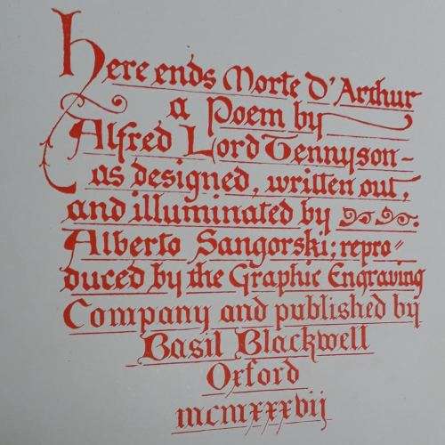 Mort D`Arthur - Illustrator Alberto Sangorski of Illuminated Poem by Alfred Lord Tennyson. 1937