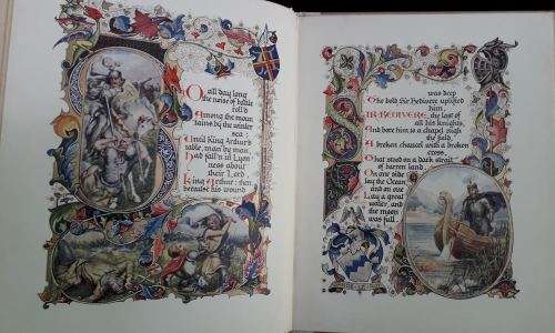 Mort D`Arthur - Illustrator Alberto Sangorski of Illuminated Poem by Alfred Lord Tennyson. 1937