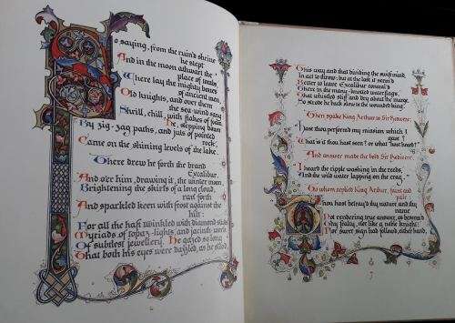 Mort D`Arthur - Illustrator Alberto Sangorski of Illuminated Poem by Alfred Lord Tennyson. 1937