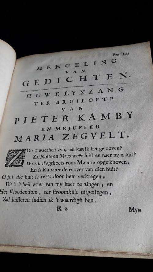 JAKOB ZEEUS, Overgeblewe gedichten, gedrukt by Arnold Willis, Rotterdam, 1726. RARE!!