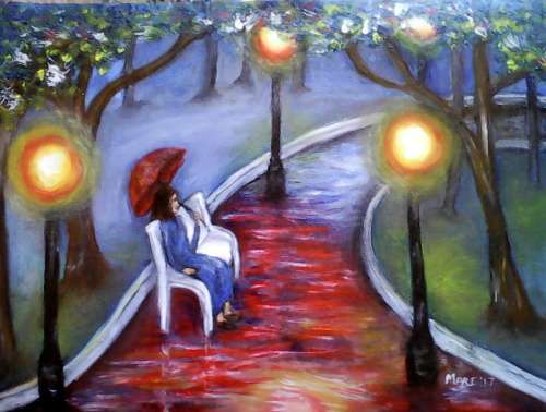 Colourful - "I Love a Rainy Night" Original Mari Mackie Oil