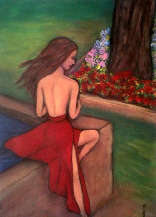 Lady in Red Series No 11 - Original Mari Mackie - When? - 560 X 390mm