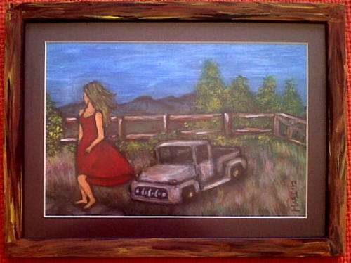 Ready to Hang, framed! Those were the Days 4 - Original Mari Mackie - 390X290mm (including frame)