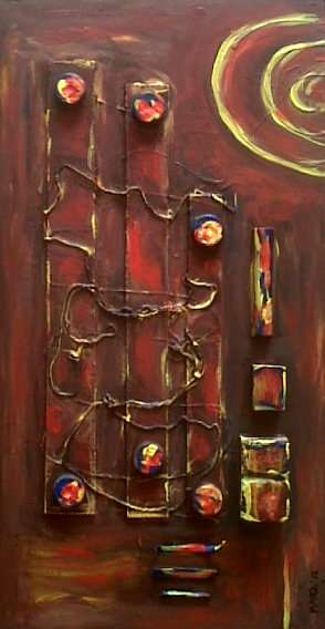 Recycle Abstract - City - SA Artist Mari Mackie Original - 320X600mm