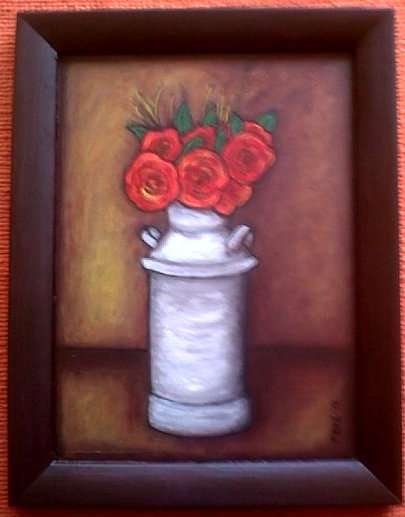 Perfect decorating painting - ready to hang,!  Tulips in Vase - Original Mari Mackie