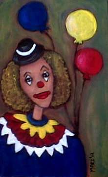 "Clown with Balloons" - Mari Mackie Original 180X290mm