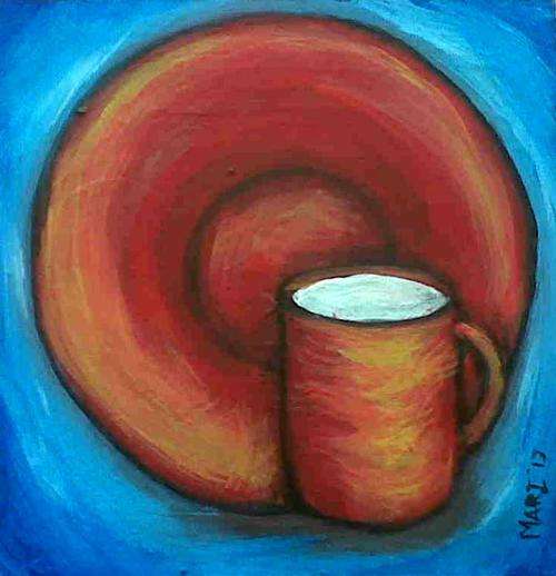 For your Kitchen, ready to hang!  Cuppa Red - Original Mari Mackie