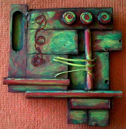 GO GREEN - Recycle Abstract - Green and Red - SA Artist Mari Mackie