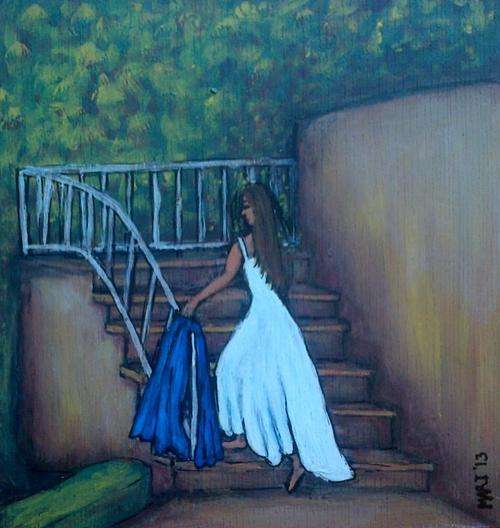 50 Shades of Blue, Blue Scarf 4 - Original Mari Mackie - 320X300mm