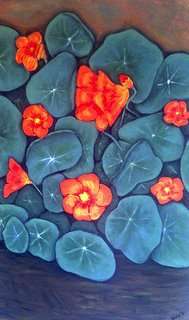 Need Colour? Take a look - Nasturtiums SA Artist Mari Mackie Original - 840mmX500mm