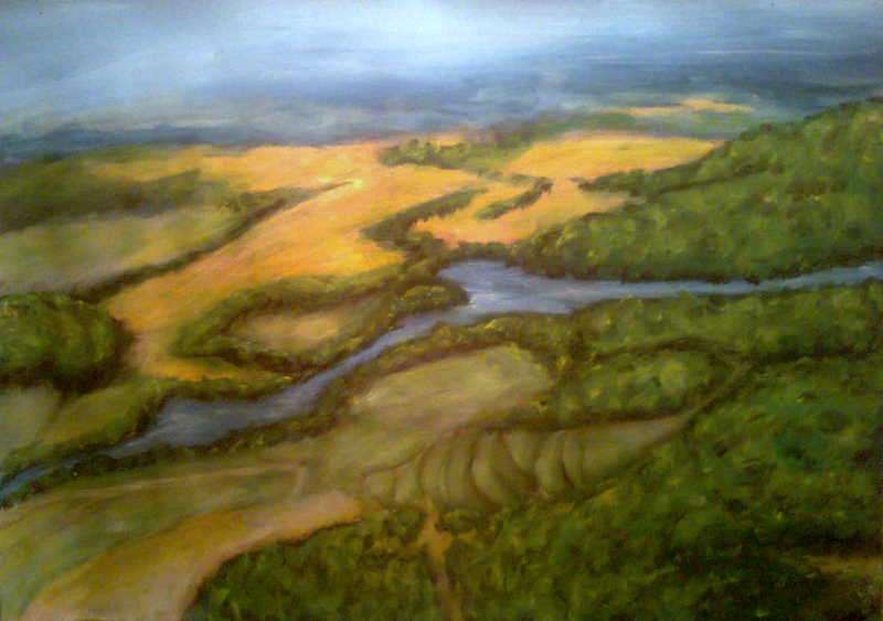 STUNNING - LANDSCAPE FROM A DIFFERENT ANGLE - Bird eye view - Original Mari Mackie