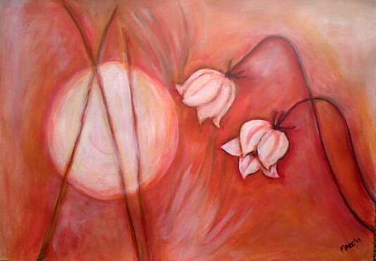 WEEKEND SPECIAL - Moon Flower - Orange - Original Mari Mackie - 420 X 600mm