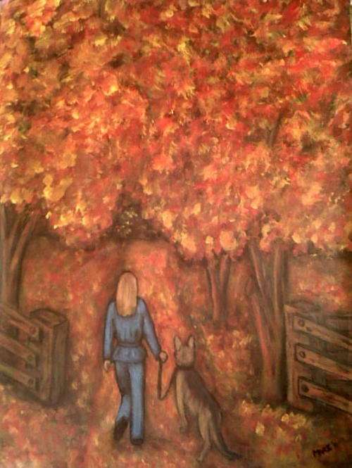 WARM UP THE ROOM - Autumn Walk - Original Mari Mackie - 450 X 600mm