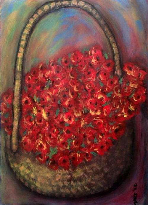 Decorating original Mari Mackie - Basket with Flowers 1 - 280 X 400mm