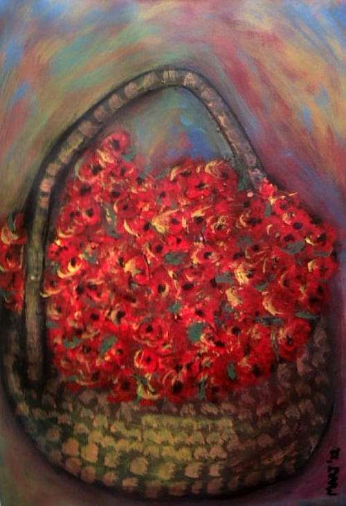 Decorating original Mari Mackie - Basket with Flowers 2 - 280 X 400mm