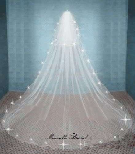 MANTILLA BRIDAL - 2.5m White 2 Tier Wedding Veil with Rhinestones and Comb