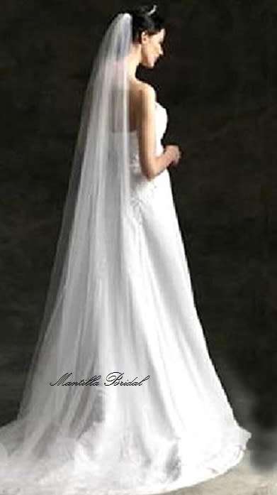 MANTILLA BRIDAL - 3m White 1 Tier Wedding Veil. This is the veil you want for those gorgeous photos.