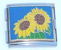 Mega Italian Charm OR Connector 18mm (as Nomination) - SUNFLOWERS