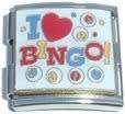 Mega Italian Charm OR Connector 18mm (as Nomination) - I LOVE BINGO - BACKGROUND MORE CREAM