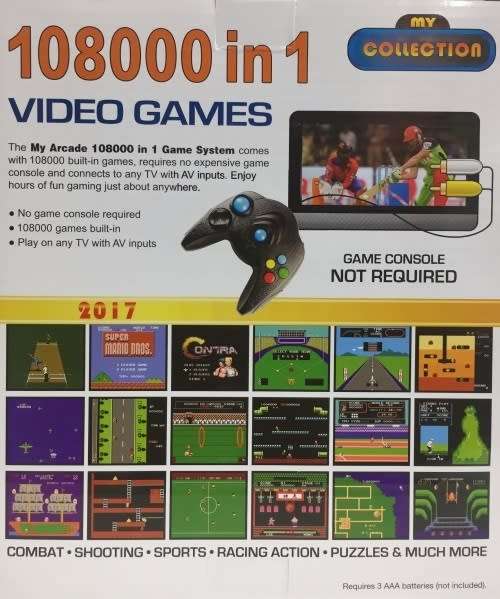 ENIGMA has on offer 108000 in 1 Video Games.Fun for everyone. I've played a few. See if u remember.