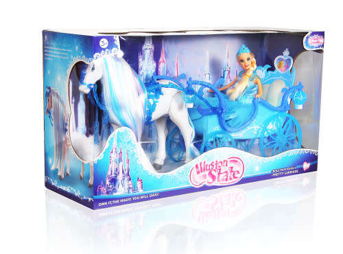 NEW & IN STOCK - BIG 50cm Princess & carriage. Horse can walk, lights and music. ULTIMATE GIFT!
