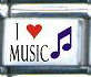 Italian Charms 9mm - Fits Nomination - ENAMEL - I LOVE MUSIC