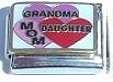 Italian Charms 9mm- Fits Nomination - Enamel - HEARTS GRANDMA, MOM, DAUGHTER