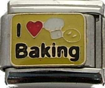 Italian Charms 9mm- Fits Nomination - Enamel - I HEART BAKING