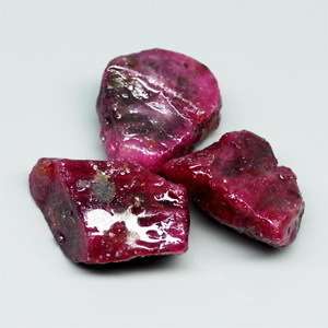 3 PIECES OF NATURAL ROUGH RED RUBY - MADAGASCAR - 39.70tcw