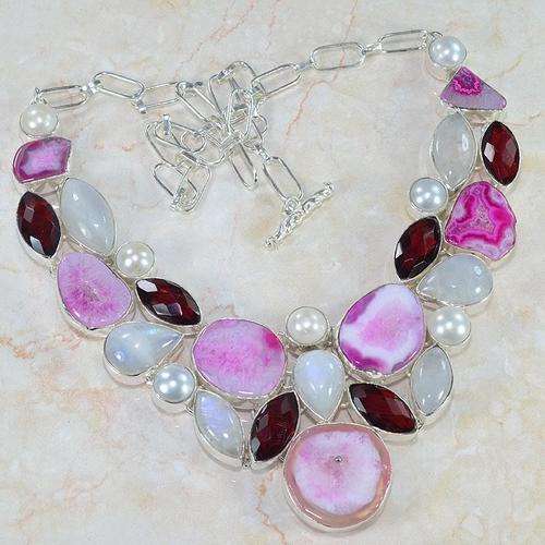 BEYOND EXQUISITE - THIS IS THE ONE - MULTI GEMS NATURAL GEMS 925 SILVER NECKLACE 21" - VIII 1002 J9