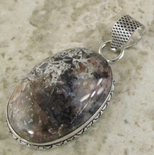 ENCHANTING BROWN LANDSCAPE JASPER NATURAL GEMSTONE 925 SILVER PENDANT 2" - 5112