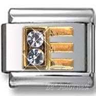 Italian Charms - Fits All 9mm Modular Bracelets - Letters - GOLD WITH CRYSTALS LETTER E