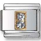 Italian Charms - Fits All 9mm Modular Bracelets - Letters - GOLD WITH CRYSTALS LETTER I