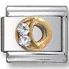 Italian Charms - Fits All 9mm Modular Bracelets - Letters - GOLD WITH CRYSTALS LETTER O