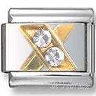 Italian Charms - Fits All 9mm Modular Bracelets - Letters - GOLD WITH CRYSTALS LETTER X