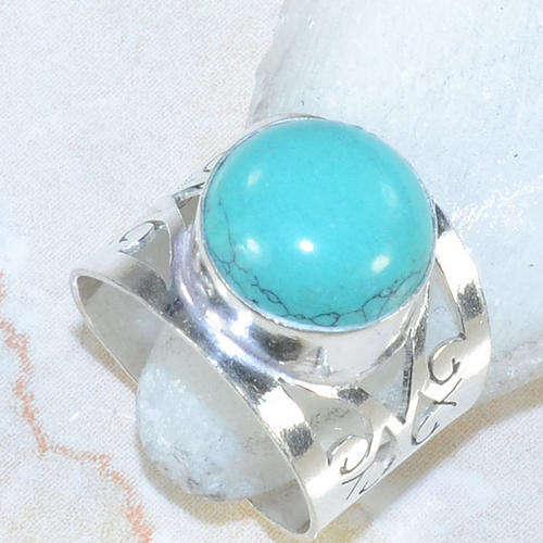 "MOST DESIRED" PERSIAN BLUE TURQUOISE NATURAL GEMSTONE 925 SILVER RING #7.5 - X4627 J9